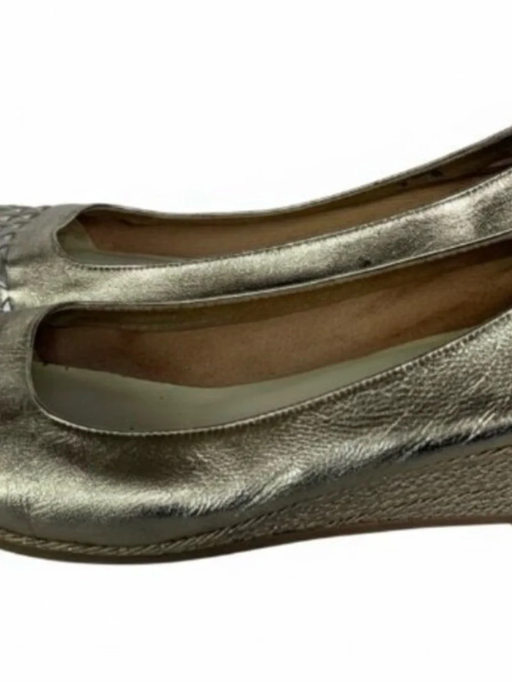 Merucci Gold Metallic Woven Wedge Flats Made in Italy SZ 9
